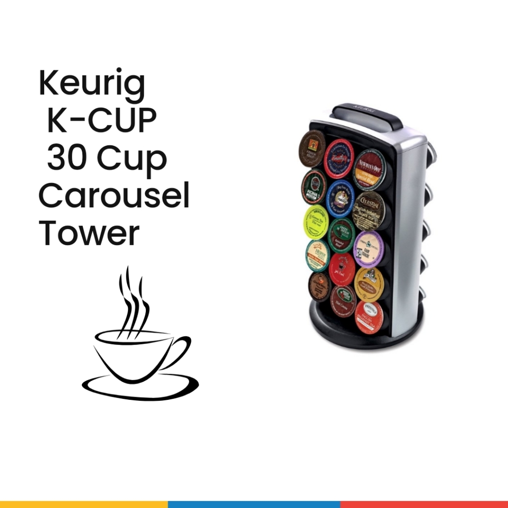 Keurig K-Cup Carousel Tower KCC-30 Black/ Silver w/Swivel Base Holds 30 K-Cups